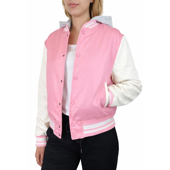 Women's Hooded Varsity Jacket w/ Detachable Hood